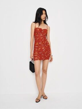 Reformation | Dresses | New Reformation Libra Knit Mini Dress Rust Orange  Side Slit Long Sleeve Sz S | Poshmark